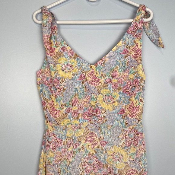 Warm Georgia Silk Floral Jacquard Midi Dress Sz S Small Cocktail Spring Romantic - Picture 4 of 13